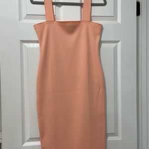 Ribbed body con peach dress size uk12